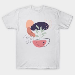 Abstract shapes and leaves digital design T-Shirt